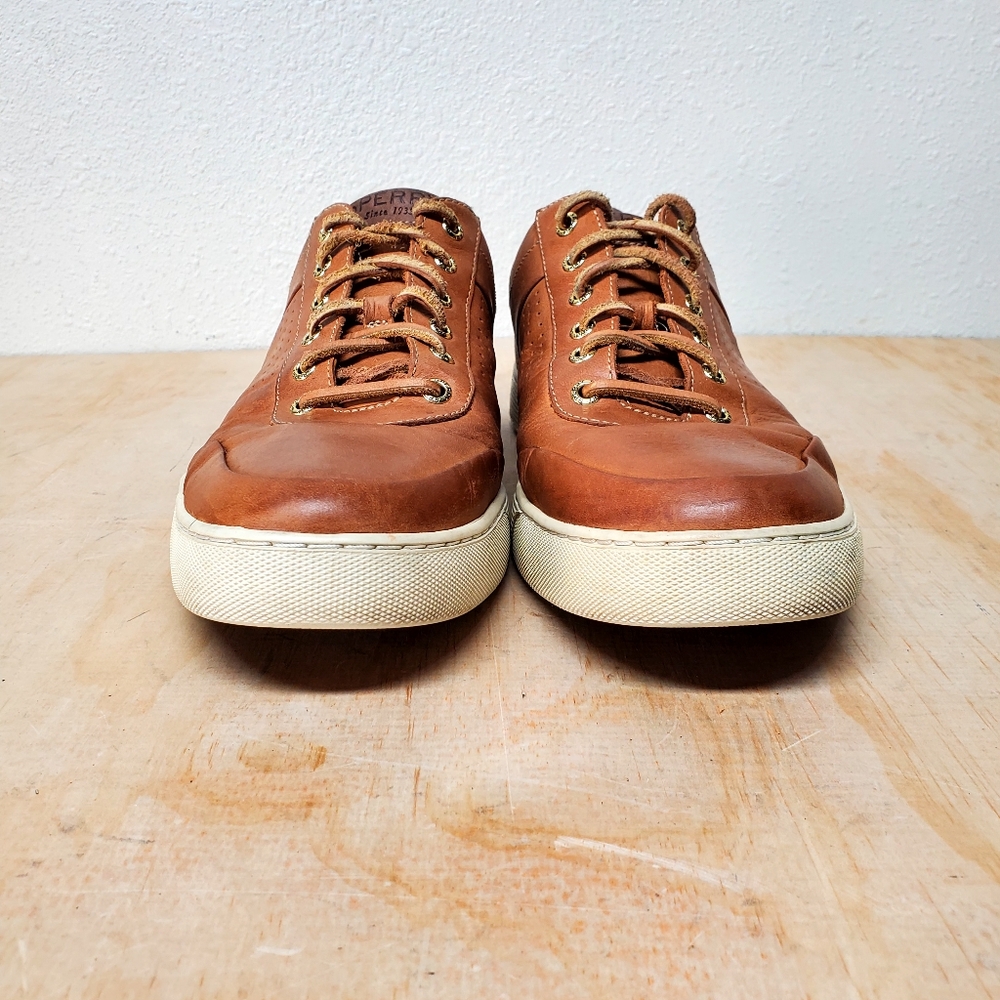 Sperry Top-Sider Tan Leather Boat Sneaker Shoes Size 11.5 M - Picture 3 of 8